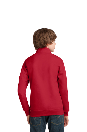 6479-TrueRed-2-995YTrueRedModelBack-337W Youth 1/4th Zip